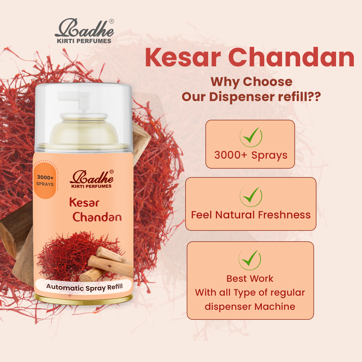 Kesar Chandan Automatic Spray Refill 265ml - Alternate view